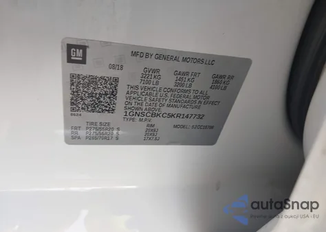 2019 Chevrolet Tahoe Lt из США, поврежденный, VIN 1GNSCBKC5KR147732